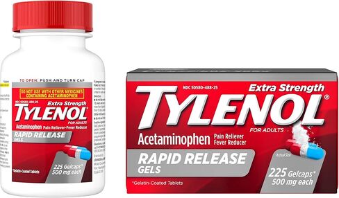 Tylenol Extra Strength Rapid Release Gels with Acetaminophen, Pain Reliever & Fever Reducer, 225 ct in Saudi Arabia