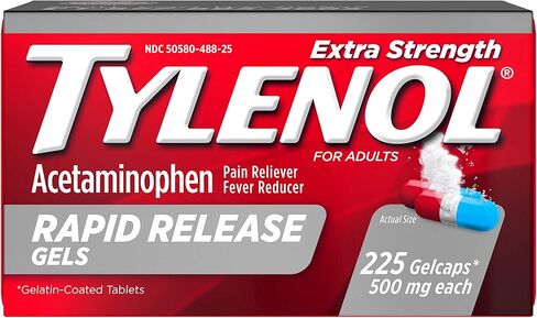 Tylenol Extra Strength Rapid Release Gels with Acetaminophen, Pain Reliever & Fever Reducer, 225 ct in Saudi Arabia