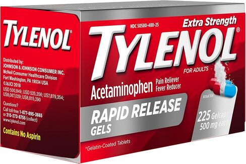 Tylenol Extra Strength Rapid Release Gels with Acetaminophen, Pain Reliever & Fever Reducer, 225 ct in Saudi Arabia