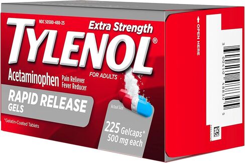 Tylenol Extra Strength Rapid Release Gels with Acetaminophen, Pain Reliever & Fever Reducer, 225 ct in Saudi Arabia