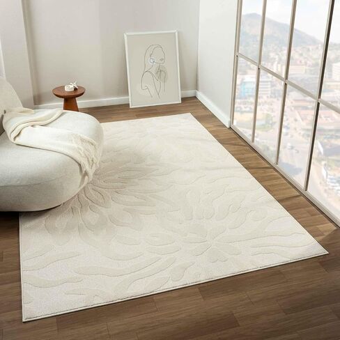 LUXE WEAVERS Abstract Floral Cream 5x7 Area Rug, Indoor Stain-Resistant Carpet in Saudi Arabia