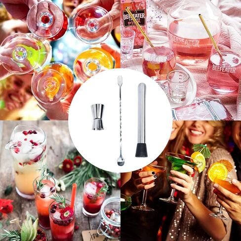 أداة بار احترافية، مجموعة أدوات موهيتو مودلر بار، مدقة طين متينة، أداة بار طين من الفولاذ المقاوم للصدأ، ملعقة مختلطة لخلاط الكوكتيل، رأس نايلون محزز (3 عبوات)' in Kuwait