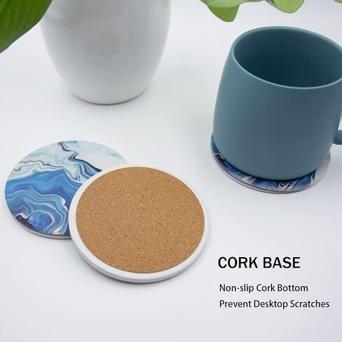 Absorbent Pink Marble Ceramic Coasters for Drinks with Gold Holder and Cork Base Set of 6 Round Decorative Tabletop Protection for Coffee Table Bar Kitchen Home and Dining Room in Saudi Arabia
