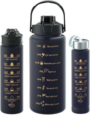 Motivational Water Bottle with Time Marker and Straw for Office, School, Gym and Workout, Leakproof and BPA Free, 64oz in Saudi Arabia