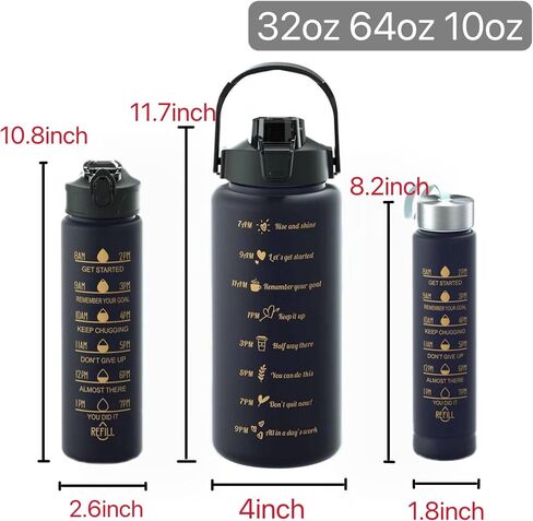Motivational Water Bottle with Time Marker and Straw for Office, School, Gym and Workout, Leakproof and BPA Free, 64oz in Saudi Arabia