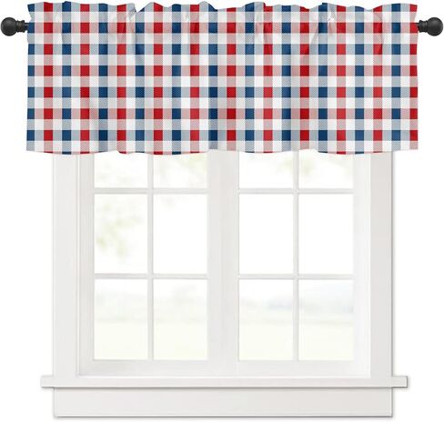 Xuzhiyuan عيد الاستقلال 4 يوليو أحمر أزرق أبيض نجمة الستار رئيس 54x18 بوصة، ديكور المنزل غرفة نوم المطبخ نافذة الستار CT07 in Kuwait
