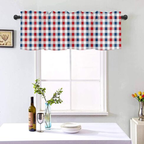 Xuzhiyuan عيد الاستقلال 4 يوليو أحمر أزرق أبيض نجمة الستار رئيس 54x18 بوصة، ديكور المنزل غرفة نوم المطبخ نافذة الستار CT07 in Kuwait