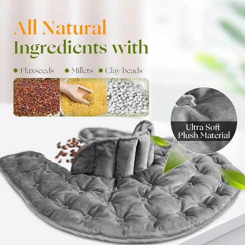 Microwave Heating Pad for Neck, Shoulders Back Pain Relief | Moist Weighted Cordless Rice Heat Pad | Heated Neck Wrap for Targeting Stress, Tension Relief and Relaxation (Dark Grey) in Kuwait