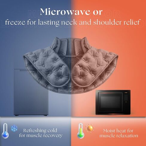 Microwave Heating Pad for Neck, Shoulders Back Pain Relief | Moist Weighted Cordless Rice Heat Pad | Heated Neck Wrap for Targeting Stress, Tension Relief and Relaxation (Dark Grey) in Kuwait