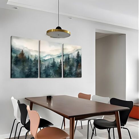 AKWISH Framed Mountain Canvas Wall Art Set of 3, Boho Watercolor Poster Prints Painting, Sun Forest Abstract Nature Landscape Artwork Wall Decor for Living Room, Bedroom, Office 16x24 In in Saudi Arabia