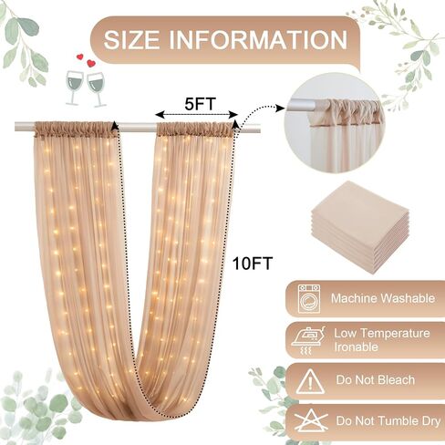 White Ceiling Drapes with Lights String for Weddings, 6 Panels 5ftx10ft Sheer Tulle Backdrop Photo Background Drapes for Wedding Ceremony Birthday Party Arch Decoration in Saudi Arabia