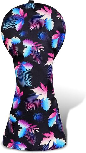 حرفي جولف أسود أوراق استوائية سائق الممر الخشبي الهجين غطاء الرأس غطاء مضرب in Kuwait