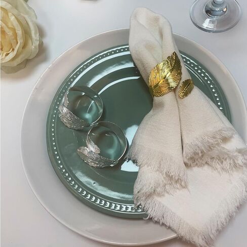 مجموعة حلقات مناديل معدنية مكونة من 12 قطعة، حلقات منديل أوراق ذهبية بالإضافة إلى حلقات مناديل أوراق فضية مجموعة من 6 قطع للصيف والغداء والنزهة والولائم وأعياد الميلاد والكريسماس وعيد الشكر لتزيين الطاولة in Kuwait