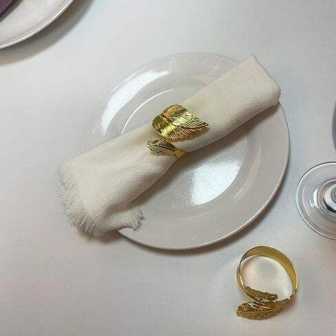 مجموعة حلقات مناديل معدنية مكونة من 12 قطعة، حلقات منديل أوراق ذهبية بالإضافة إلى حلقات مناديل أوراق فضية مجموعة من 6 قطع للصيف والغداء والنزهة والولائم وأعياد الميلاد والكريسماس وعيد الشكر لتزيين الطاولة in Kuwait