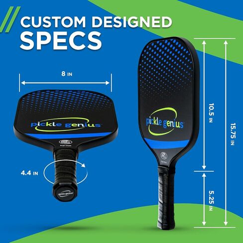 Pickleball Paddles by Pickle Genius - USAPA Approved 100% Raw Carbon Fiber Pickleball Paddle - Built-in State of The Art Technology for a Smart Combination of Power and Control - for All Levels in Saudi Arabia
