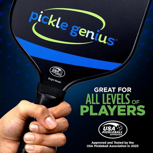 Pickleball Paddles by Pickle Genius - USAPA Approved 100% Raw Carbon Fiber Pickleball Paddle - Built-in State of The Art Technology for a Smart Combination of Power and Control - for All Levels in Saudi Arabia