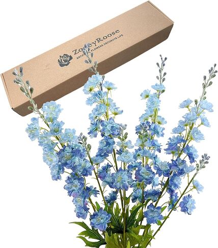 ZYTUYO Blue Delphinium Artificial Flower Long Stem Flower 4pcs 33.5in Fake Larkspur Faux Look real Silk Flower Plant Bulk Bouquets for Outdoor Tall Vase Home Garden Wedding Arrangement Decoration in Saudi Arabia