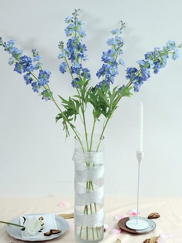 ZYTUYO Blue Delphinium Artificial Flower Long Stem Flower 4pcs 33.5in Fake Larkspur Faux Look real Silk Flower Plant Bulk Bouquets for Outdoor Tall Vase Home Garden Wedding Arrangement Decoration in Saudi Arabia