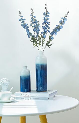 ZYTUYO Blue Delphinium Artificial Flower Long Stem Flower 4pcs 33.5in Fake Larkspur Faux Look real Silk Flower Plant Bulk Bouquets for Outdoor Tall Vase Home Garden Wedding Arrangement Decoration in Saudi Arabia