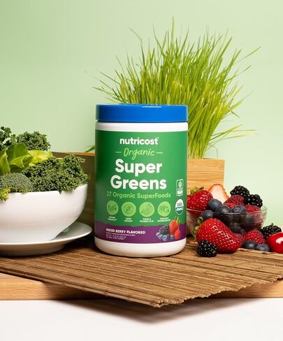 Nutricost Organic Super Greens Powder (30 Servings) - Superfood Supplement Drink Mix (30 Servings, No flavor added) in Saudi Arabia