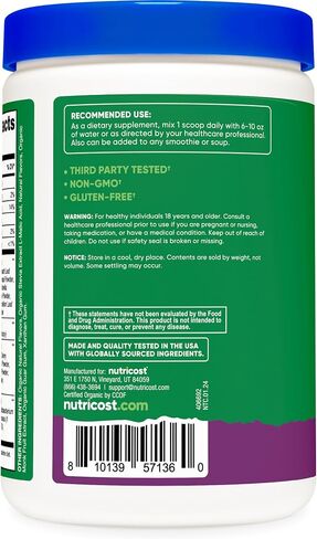 Nutricost Organic Super Greens Powder (30 Servings) - Superfood Supplement Drink Mix (30 Servings, No flavor added) in Saudi Arabia