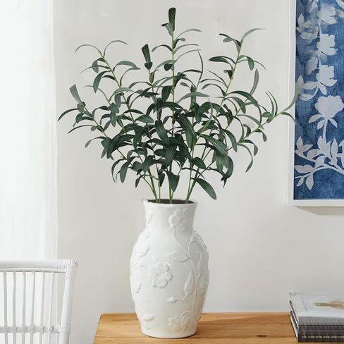 3 قطع من أغصان الزيتون الاصطناعية مع الزيتون، نباتات اصطناعية، سيقان طويلة، 31 بوصة، غصن زيتون صناعي، نباتات اصطناعية، أوراق غصن الزيتون، لمزهرية المنزل وحفلات الزفاف والديكور الداخلي in Kuwait