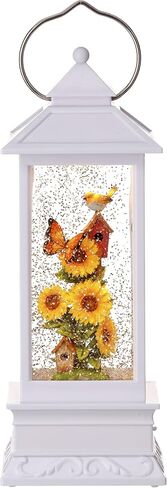 Spring Decorative Candle Water Lantern with Sunflowers, Bird and Butterfly, Battery Operated with Timer or USB - 11'' Garden Scene Lighted Water Lantern with Bird, White and Yellow in Saudi Arabia