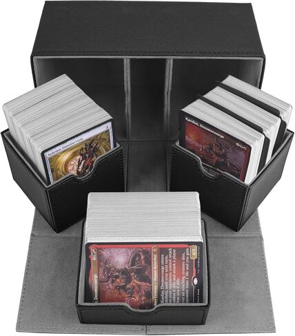 صندوق MTG Deck Box مع نافذة عرض القائد، يناسب أكثر من 100 بطاقة مزدوجة الأكمام، حافظة بطاقات مغناطيسية قوية من جلد البولي يوريثان TCG مع مقسمين ومحمل علوي واحد (أسود وبنفسجي) in Kuwait