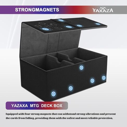 صندوق MTG Deck Box مع نافذة عرض القائد، يناسب أكثر من 100 بطاقة مزدوجة الأكمام، حافظة بطاقات مغناطيسية قوية من جلد البولي يوريثان TCG مع مقسمين ومحمل علوي واحد (أسود وبنفسجي) in Kuwait