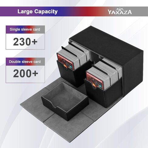 صندوق MTG Deck Box مع نافذة عرض القائد، يناسب أكثر من 100 بطاقة مزدوجة الأكمام، حافظة بطاقات مغناطيسية قوية من جلد البولي يوريثان TCG مع مقسمين ومحمل علوي واحد (أسود وبنفسجي) in Kuwait