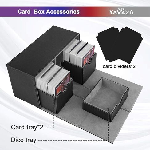 صندوق MTG Deck Box مع نافذة عرض القائد، يناسب أكثر من 100 بطاقة مزدوجة الأكمام، حافظة بطاقات مغناطيسية قوية من جلد البولي يوريثان TCG مع مقسمين ومحمل علوي واحد (أسود وبنفسجي) in Kuwait
