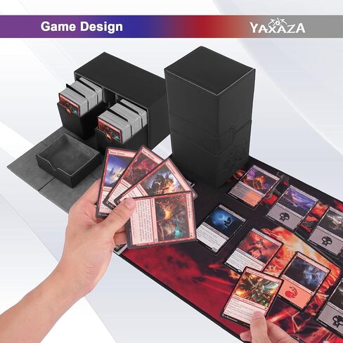 صندوق MTG Deck Box مع نافذة عرض القائد، يناسب أكثر من 100 بطاقة مزدوجة الأكمام، حافظة بطاقات مغناطيسية قوية من جلد البولي يوريثان TCG مع مقسمين ومحمل علوي واحد (أسود وبنفسجي) in Kuwait