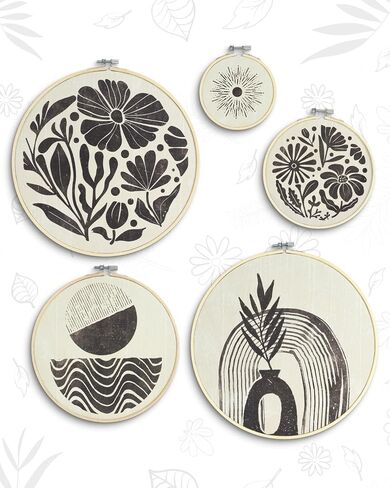 Putuo Decor 5pcs Boho جدار الفن لغرفة النوم، جولة خشبية ديكور جدار غرفة المعيشة، مؤطرة الحد الأدنى ديكور الجدار البوهيمي لغرفة المعيشة وغرفة النوم والمكتب والمنزل الداخلي، ديكور مزرعة بوهو (10.4 في) in Saudi Arabia