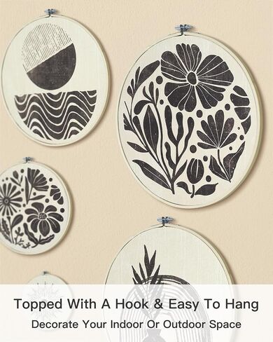 Putuo Decor 5pcs Boho جدار الفن لغرفة النوم، جولة خشبية ديكور جدار غرفة المعيشة، مؤطرة الحد الأدنى ديكور الجدار البوهيمي لغرفة المعيشة وغرفة النوم والمكتب والمنزل الداخلي، ديكور مزرعة بوهو (10.4 في) in Saudi Arabia