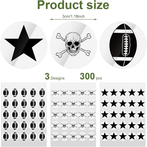 Eaasty 300 Pcs Football Helmet Stickers Self Adhesive, Black in Kuwait