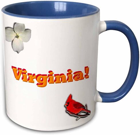 كوب 3dRose_38785_4 "Virginia" كوب أسود بلونين، 11 أونصة، متعدد الألوان in Saudi Arabia