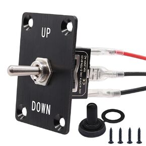 TWTADE Boat Trim Switch Momentary Rocker Toggle Switches 3 Pin 3 Position (ON)/Off/(ON) Up Down Switch with Panel, Waterproof Cap and Wire for Boat Marine RV 12V 15A