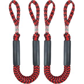 Boat Accessories 2PCS Dock Lines 3FT Premium Bungee Boat Lines (Red+Black, 3Feet)