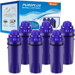 PUREPLUS CRF950Z Pitcher Water Filter Replacement for Pur PPF900Z, PPF951K, PPT700W, CR-1100C, DS-1800Z, CR-6000C, PPT711W, PPT711, PPT710W, PPT111W, PPT111R Pitchers and Dispensers,6PACK