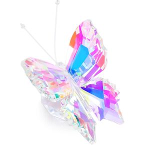 YWHL Cute Crystal Butterfly Figurine Decor, Handmade Glass Butterfly Statue with Crystal Ball Base, Animal Ornament Collectible Gifts for Women Men