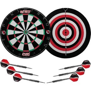 Ruthless Rivals Family Dart Board Game | Double Sided Dartboard Set Including 2 Sets of Darts (DB074)