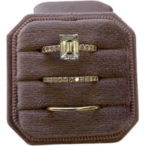 فاخر 3 فتحات صندوق خاتم مخملي مربع مثمن للخطوبة حفل زفاف عرض المجوهرات تخزين (أزرق فاتح) in Kuwait