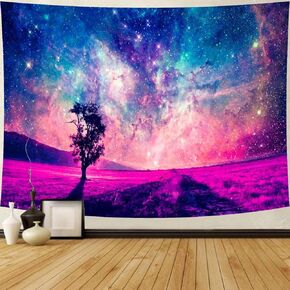 Delur Mountain Tapestry Boho Sunset Tapestry Nature Forest Tree Landscape Tapestry Sunrise Mountain Tapestry Wall Hanging Psychedelic Headboard Tapestry for Bedroom Living Room Home Decor (51.2" x 59.1")