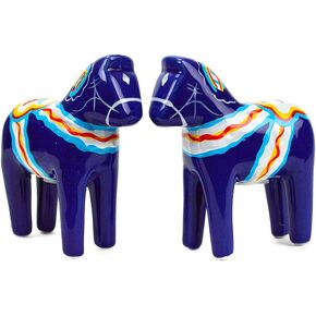 ScandinavianGiftOutlet - هزازات الملح والفلفل - حصان دالا من السيراميك مقاس 3.25 بوصة - تصميم سويدي برتقالي وأحمر - ملحقات المطبخ - مجموعة الملح والفلفل المبتكرة لديكور المنزل الإسكندنافي in Kuwait