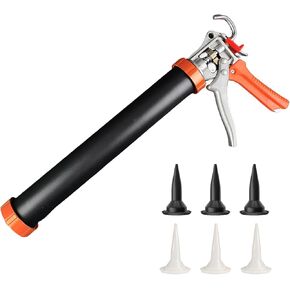 Sausage Caulking Gun,20 oz Sausage Foil Pack/10 oz Cartridge Adhesive Dual-Purpose,18:1 Thrust,15" Aluminum Sealant Manual Caulk Gun Kit With 6 Cone Nozzles (1 Pack)