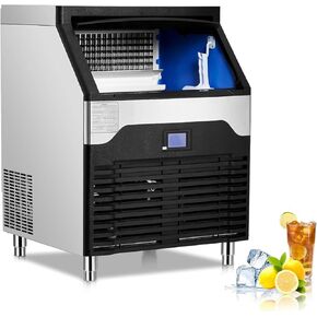 Commercial Ice Maker Machine, 160LBS/24H Under Counter ice Maker Machine w/ 100LBS Ice Storage Capacity, Self-Cleaning, Crescent Ice Cube, Stainless Steel Large Ice Maker for Restaurant/Bar/Cafe