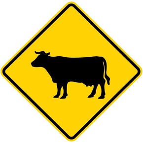 Cow Crossing Symbol Warning Sign - 30 x 30 - 3M