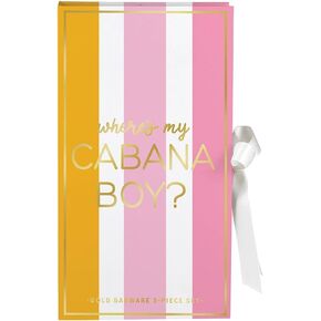 Slant Collections Stainless Steel Bar Tools Cardboard Book Gift Set, 3-Piece, Cabana Boy