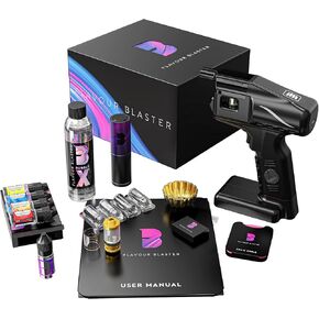 Flavour Blaster ® Cocktail Gun Pro 2 | مجموعة أدوات تدخين الكوكتيل مع مسدس فقاعات الكوكتيل بخمسة نكهات لإتقان البار الاحترافي، ومسدس دخان للكوكتيلات والطعام - أسود