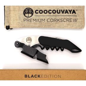 Wise Products Premium Professional Corkscrew Wine Bottle Opener Black Edition for Wine Lovers, Sommeliers, Waiters and Bartenders Eco friendly pouch and packaging.(1 PACK)